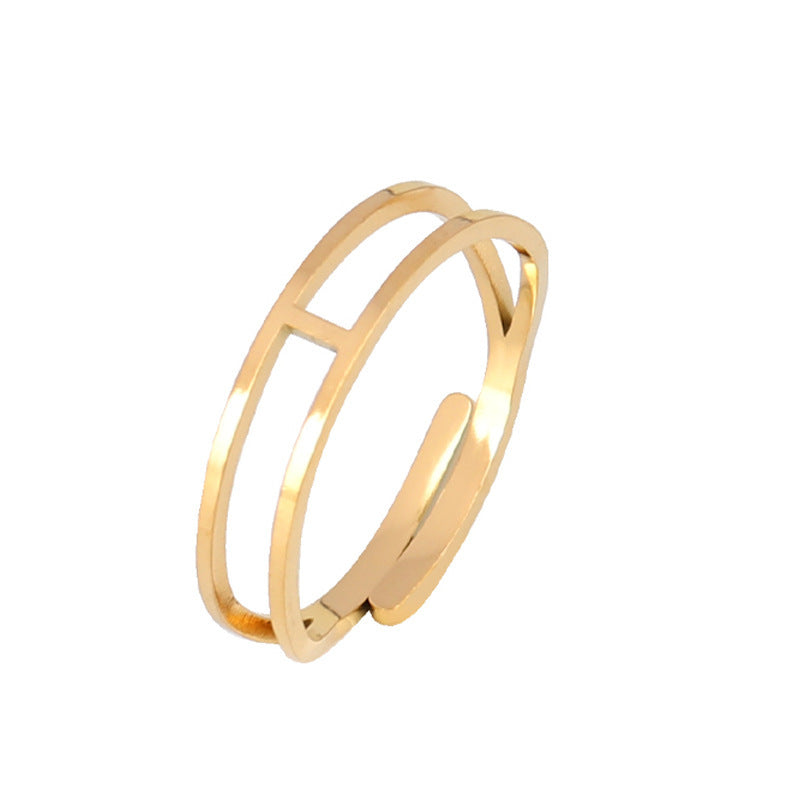 Stainless Steel Geometric Ring Natural Style Women Gold Silver Trendy Fashion Hip Hop Minimal Jewelry Timeless