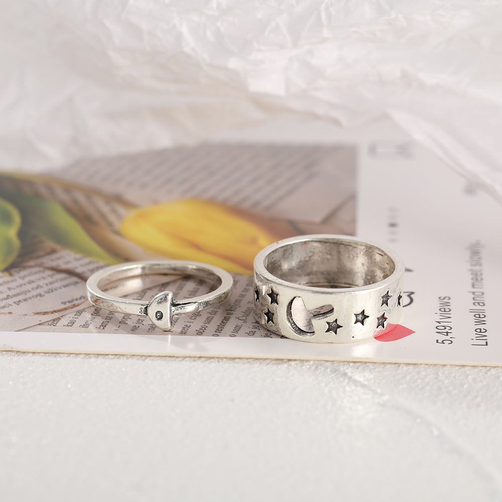 Couple Mushroom Rings Set Retro Design Electroplated Alloy Matching Rings Gift for Him and Her Two Pack One Size