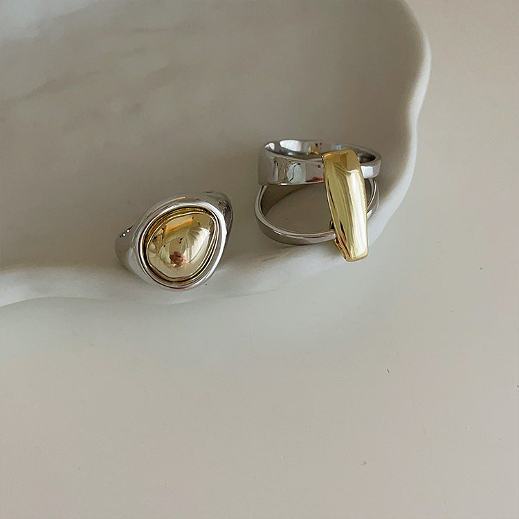 Womens Irregular Geometric Ring In Gold And Silver Tone Electroplated Metal Jewelry For Fashion Statement Accessory