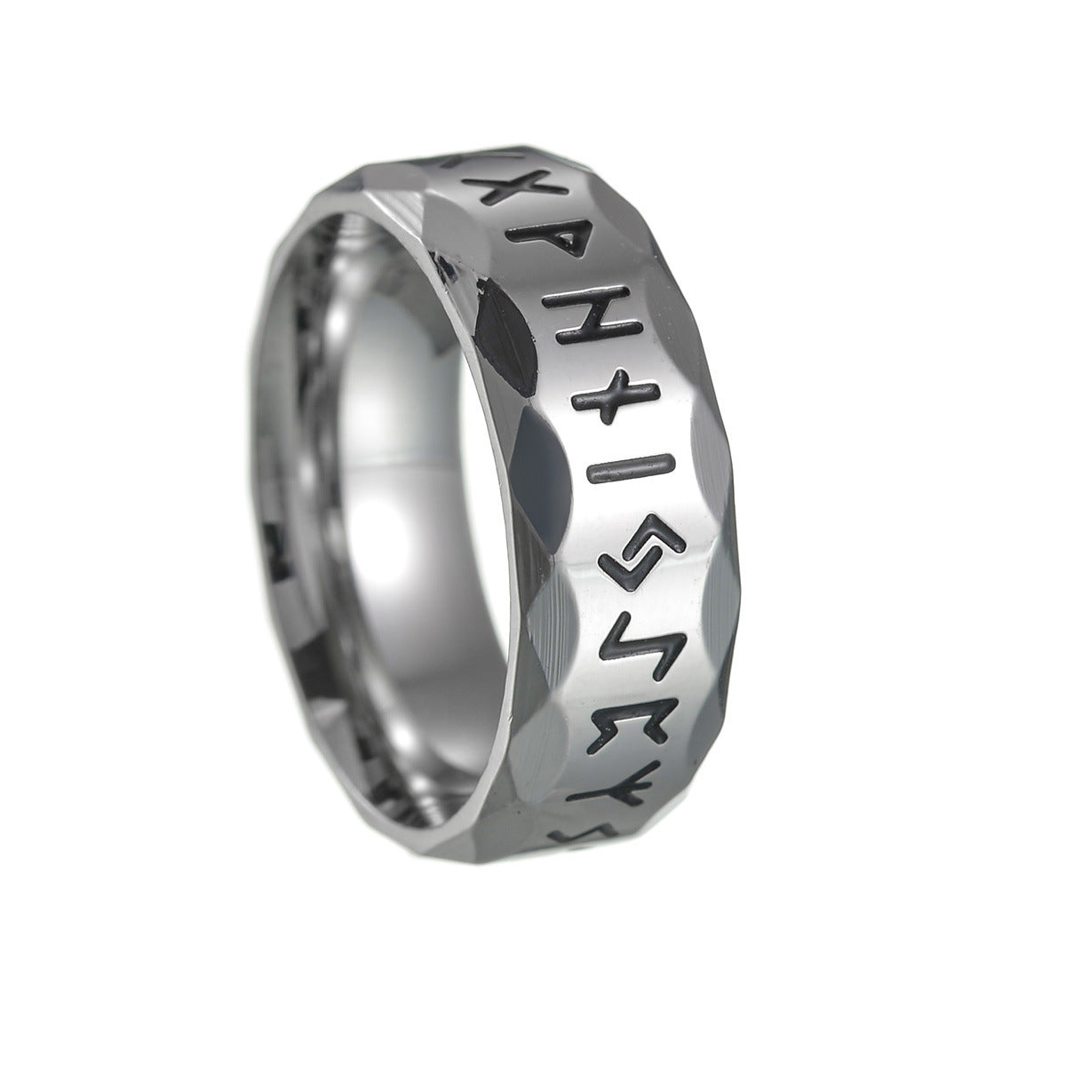Titanium Steel Ring Antique Silver Vintage Mens Ornament Width 8mm Silver Gold Black Ancient Silver Ancient Silver