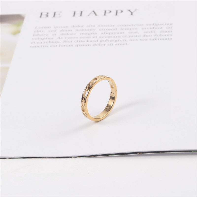 Titanium Steel Chain Ring Designers Cutout Metal Band Durable Versatile Fashion Jewelry For Men Women Everyday