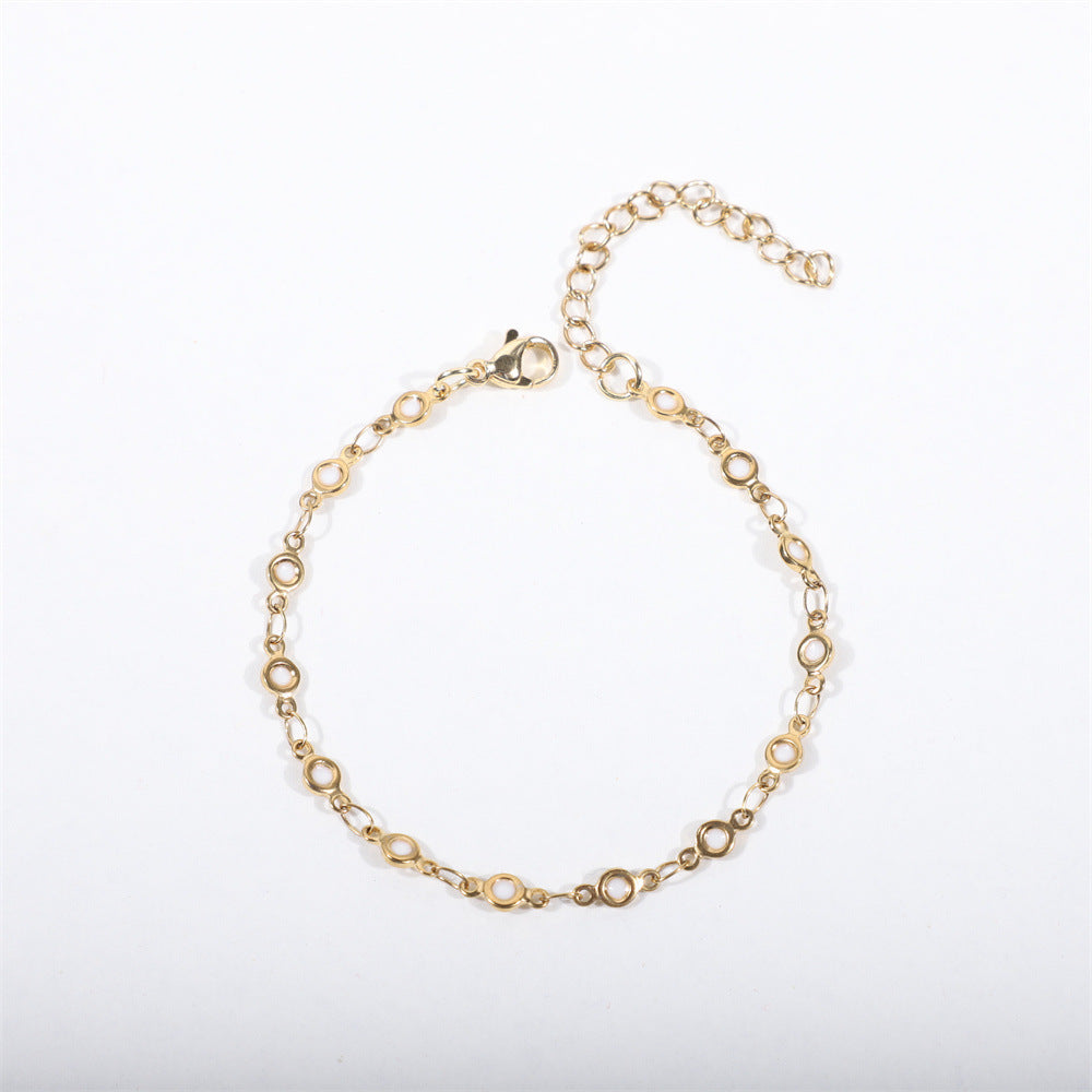 Stainless Steel Bracelet 18K Gold Plated Dripping Chain Geometric Round Element Unisex Jewelry Gift Daily Wear