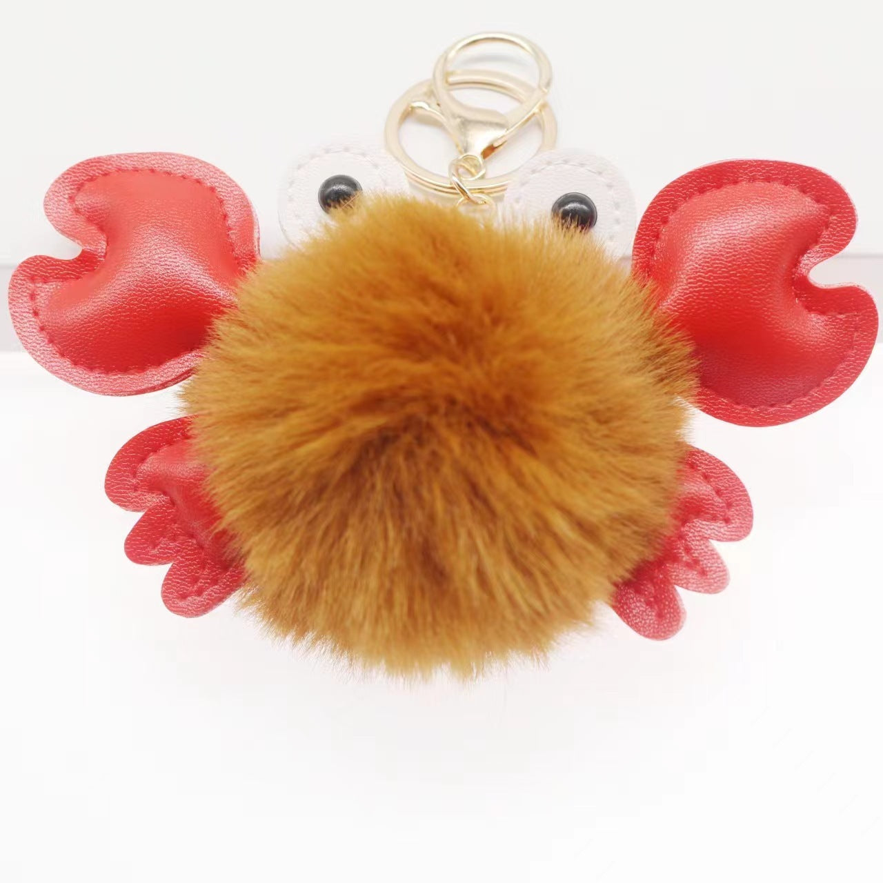 Crab Keychain Adorable Cartoon Crab Pendant Sewn Faux Leather Accessory Cute Crab Design Perfect Gift Great Gift