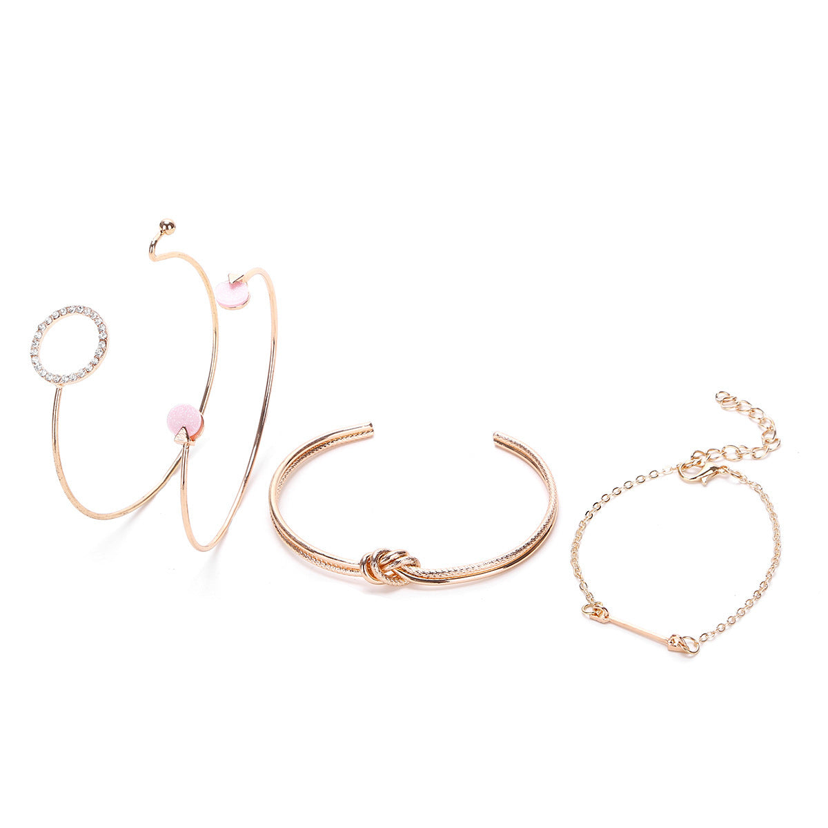 Womens Geometrical Arrow Rings Bracelet Set Gold Plated Bracelets Artificial Gemstones Jewelry Piece Set Arrow