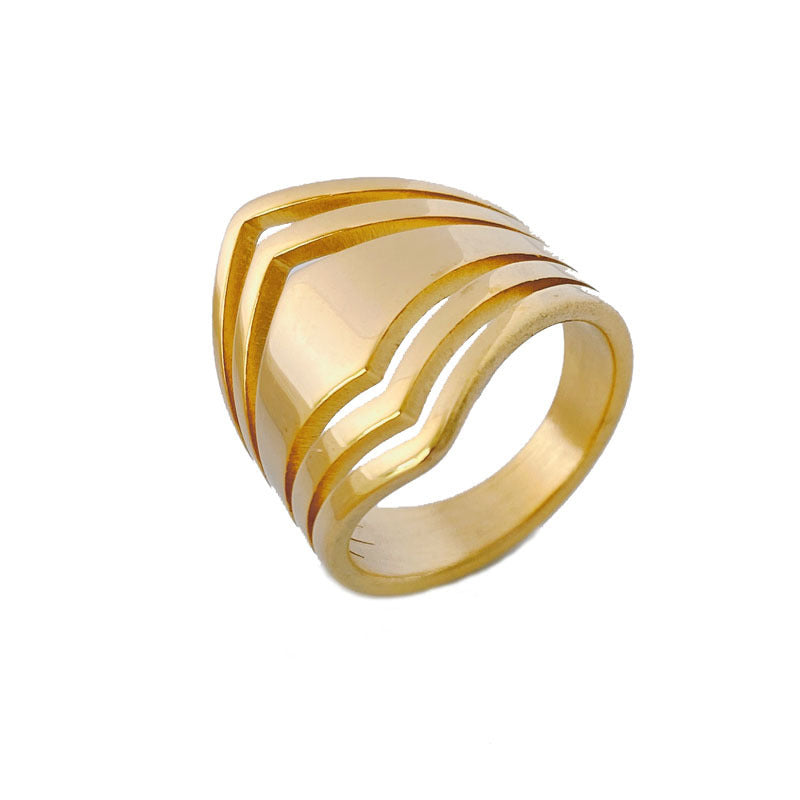 Geometric Simple Ring For Women Titanium Steel Glossy Finish Gold Or Silver US Sizes 6 7 8 9 Everyday Wear Pro