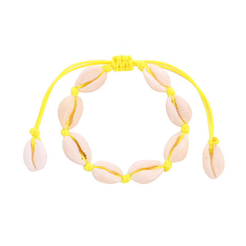 Womens Knotted Anklet Bracelet Natural Shell Braided Jewelry Beach Anklet Handmade European American Fashioned