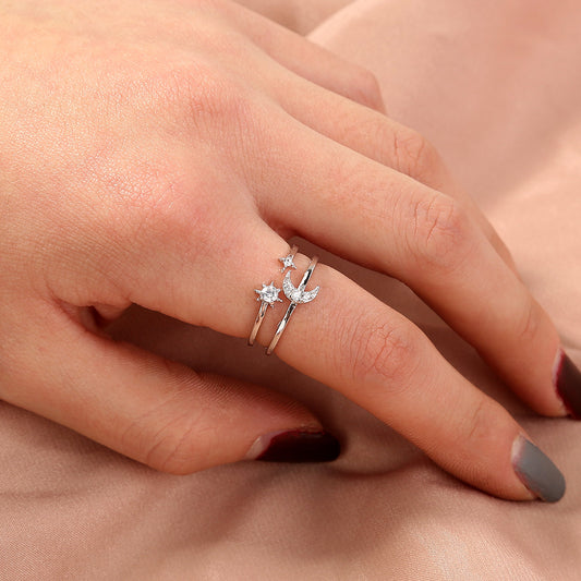 Adjustable Copper Ring With Zircon For Women Jewelry