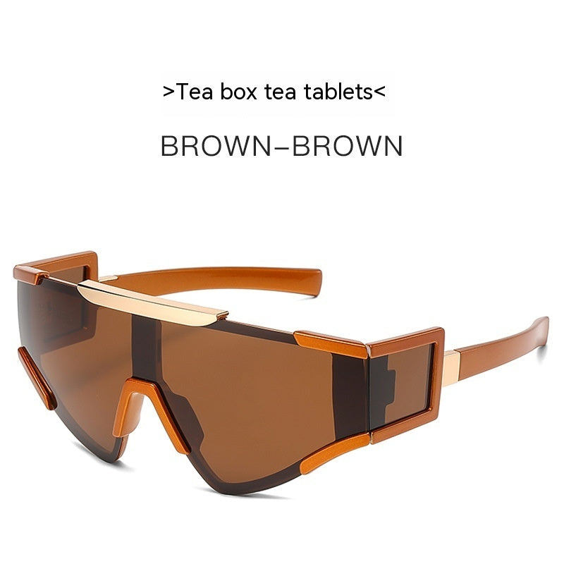 Mens Cycling Sunglasses Outdoor Sports Full Frame UV Protection Special Shaped Mirror Glasses PC Frame Comfort