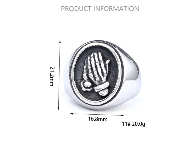 Unisex Praying Hands Ring Stainless Steel Faith Symbol Durable Everyday Wear Jewelry Gifts For Men Women Today