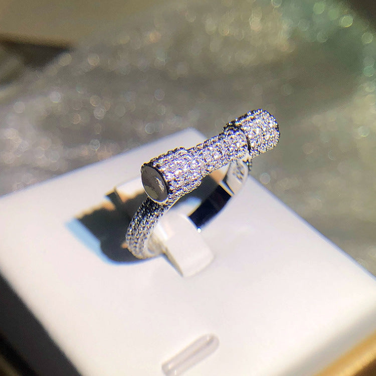 Geometric Copper Ring with Gold Plating and Gemstones