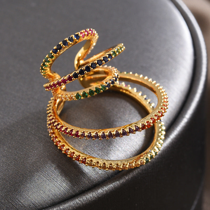 Gold Geometric Clip On Earrings Copper Zircon Electroplated Simple Stylish Womens Jewelry Modern Chic Earrings