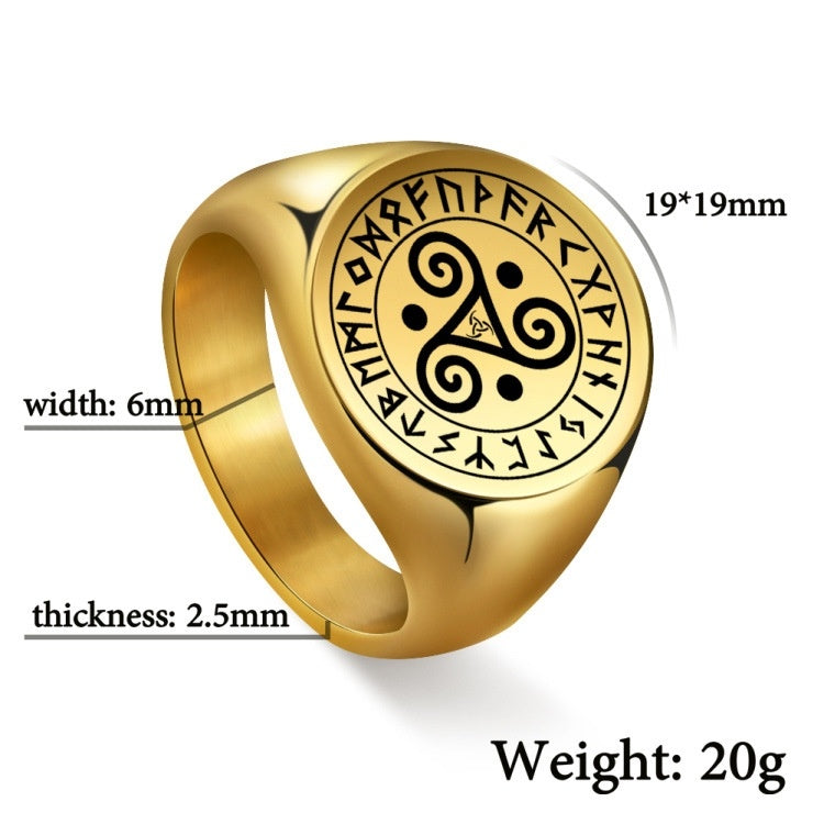 Unisex Stainless Steel Ring Geometric Triangle Aoding Symbol Pattern Letters Gold Finish Sizes 9 10 11 12 Gold