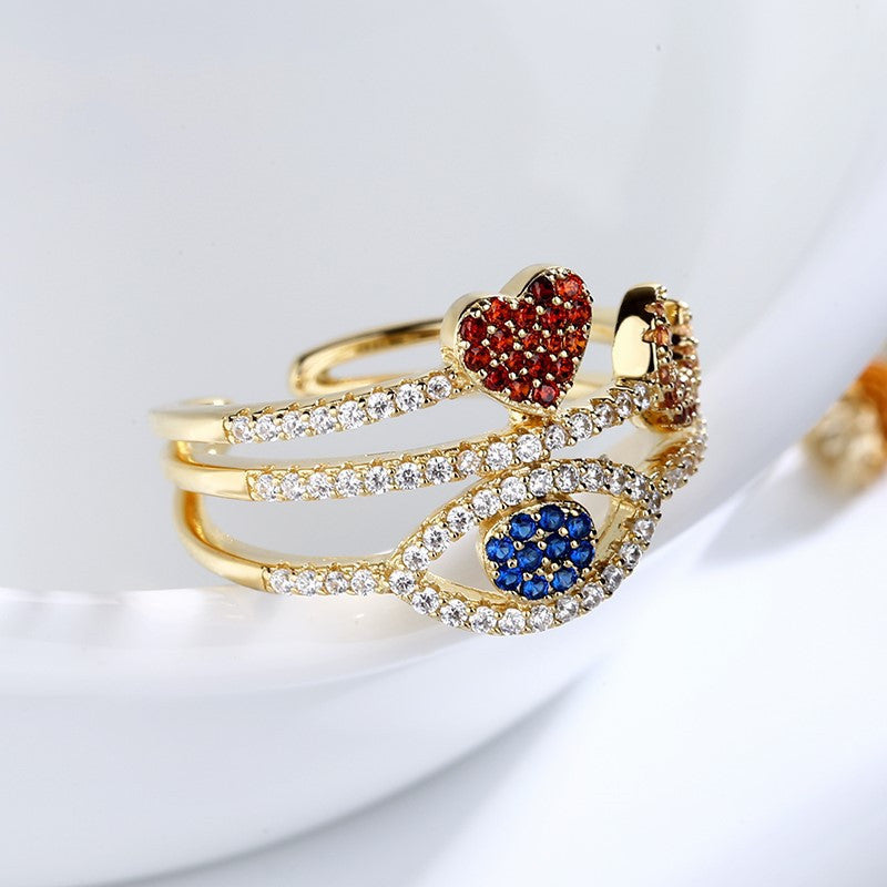 Devils Eye Moon Heart Silver Gold Geometric Ring Fashionable Simple Jewelry For Women And Girls Elegant Design