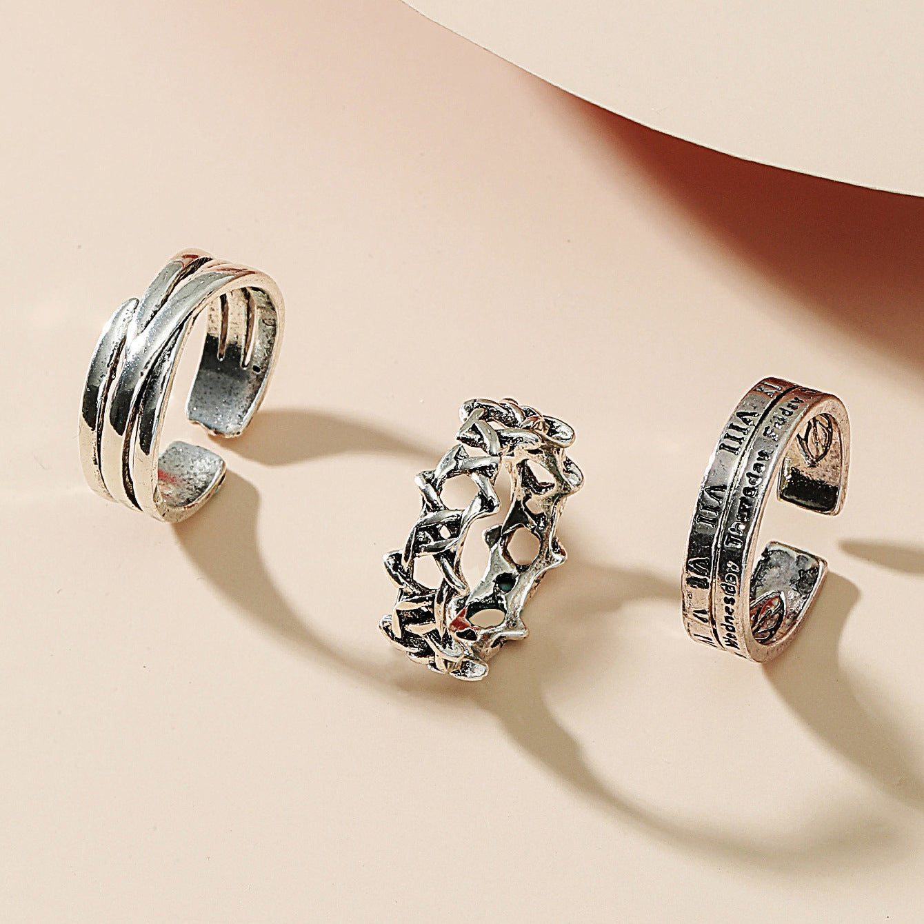 Womens Ring Set Retro Geometric Rings Animal Zodiac Electroplated Alloy 3 Piece Gift For Her Twist Knot Trendy