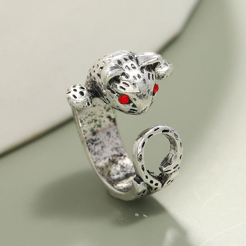 Adjustable Lucky Cat Ring For Women And Girls Vintage Distressed Silver Finish Copper Ring European Fashion Cute Animal