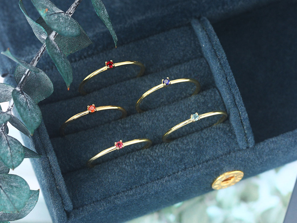 Geometric Copper Inlaid Zircon Ring For Women Elegant Simple Fashion Jewelry Accessories Everyday Sparkle Glow