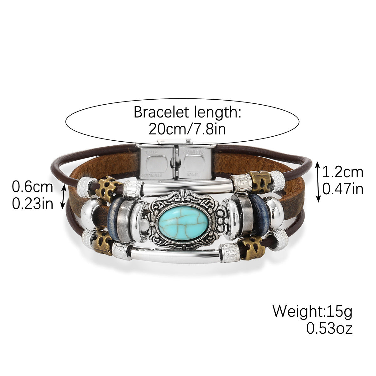 Turquoise Beaded Bracelet Handmade Bohemian Jewelry With Ethnic Geometric Design European American Fashion Art