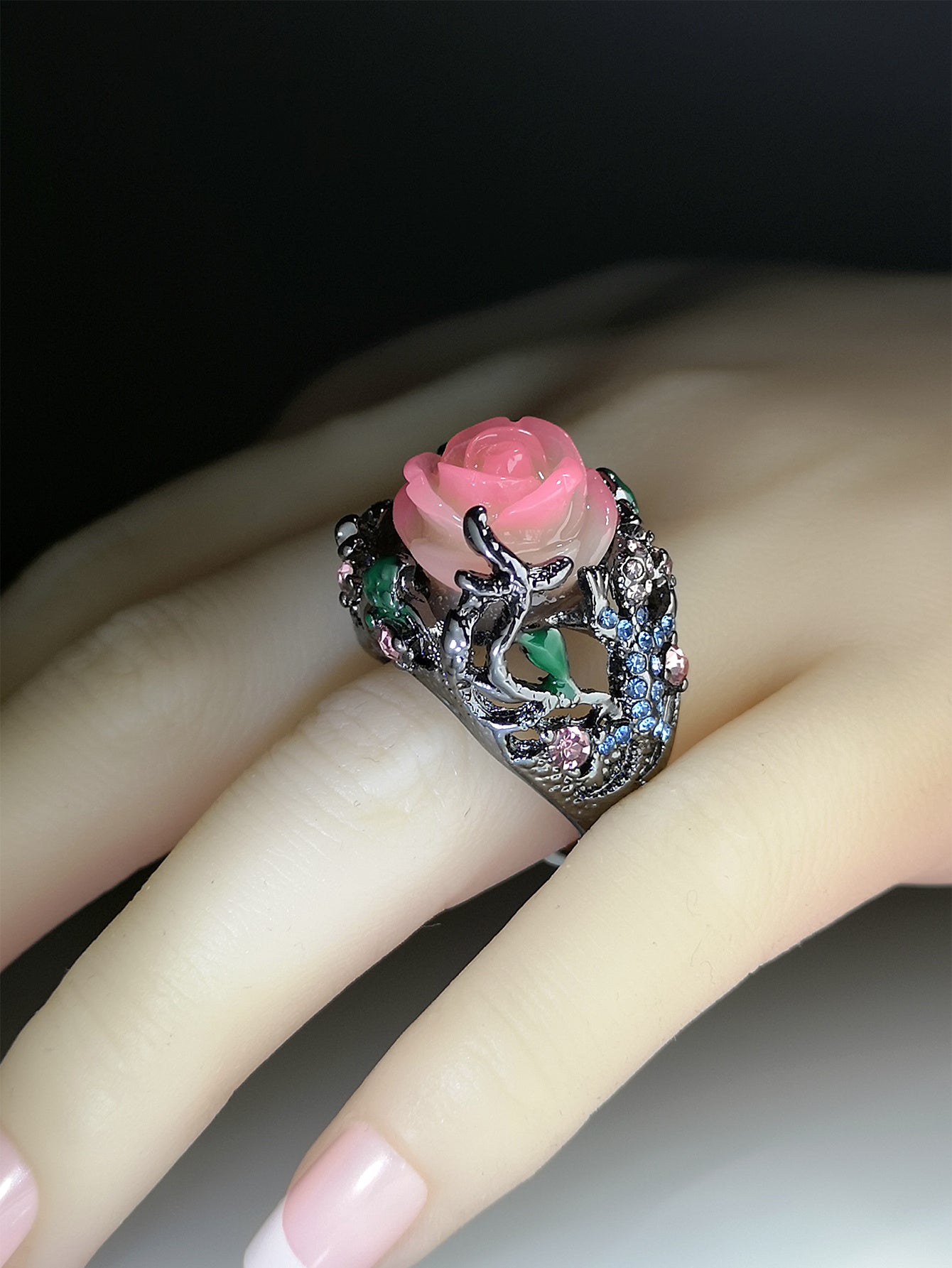 Geometric Resin Alloy Ring For Women Daily Wear Sleek