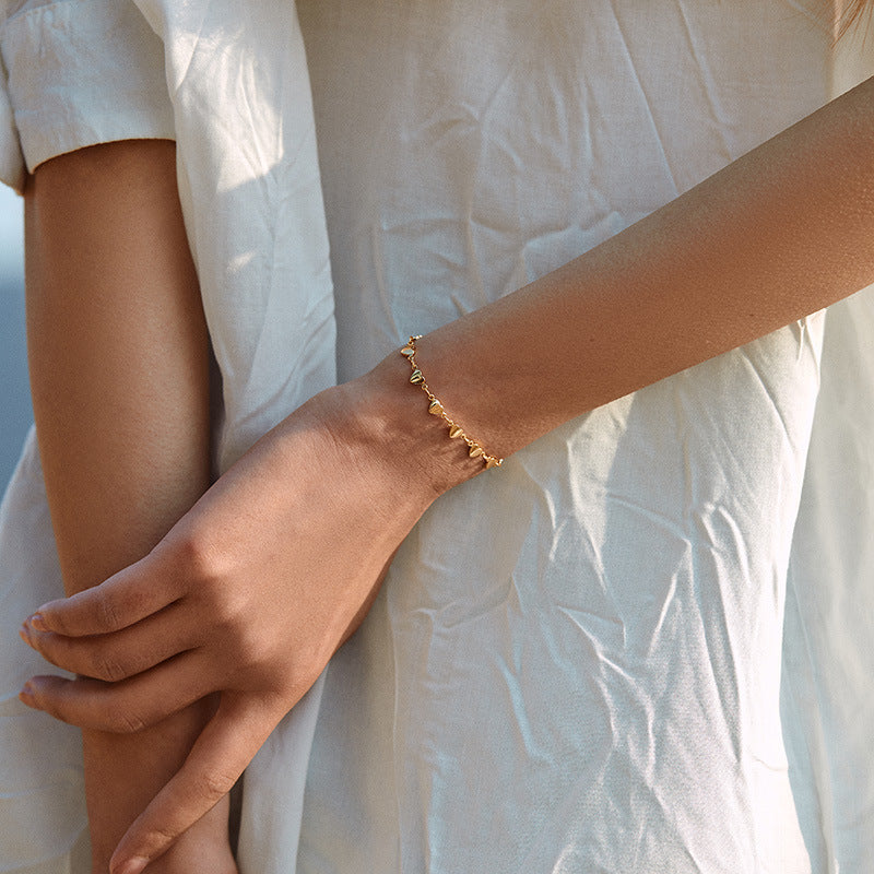 Women Heart Bracelet 18K Gold Plated Copper Love Chain Delicate Thin Heart Jewelry For Women Gift Everyday Wear