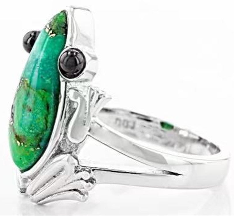 Turquoise Frog Animal Ring Cute Creative Jewelry For Women Zinc Alloy Fashion Ring Statement Piece For Daywear
