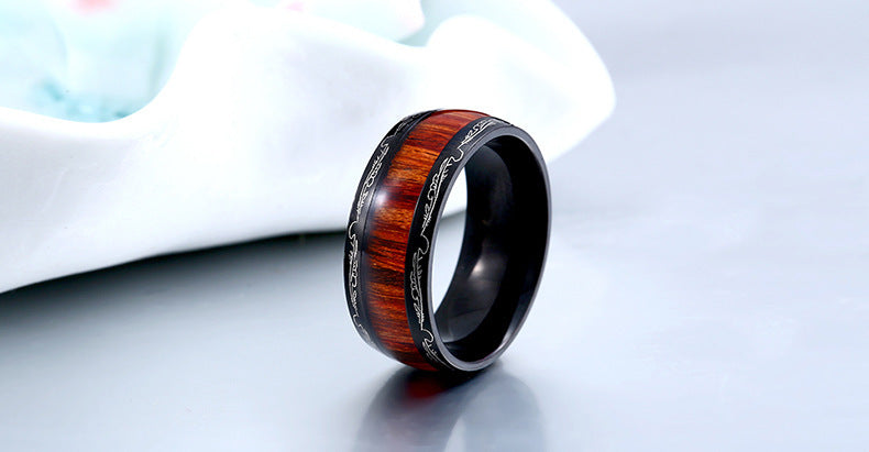 Titanium Steel Ring 8mm Wide Geometric Electroplated Retro Style Durable Statement Band For Daily Wear All Day