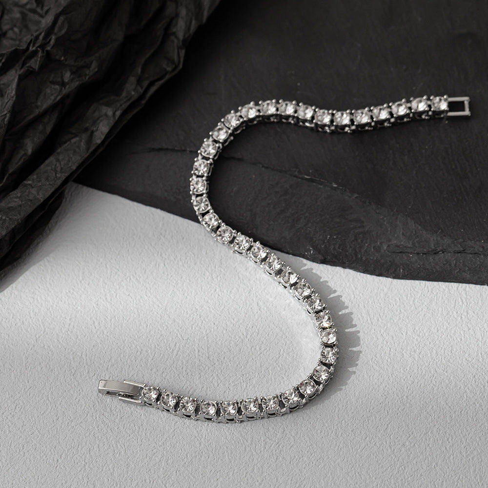 Unisex Cuban Bracelet Electroplated Alloyed Geometric Diamond Studded Fashion Jewelry Punk Bracelet For Ladies