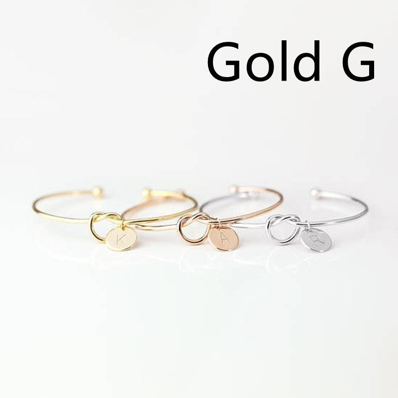 Womens Alloy Letter Bracelet Dead Knot Bangle Jewelry Gold