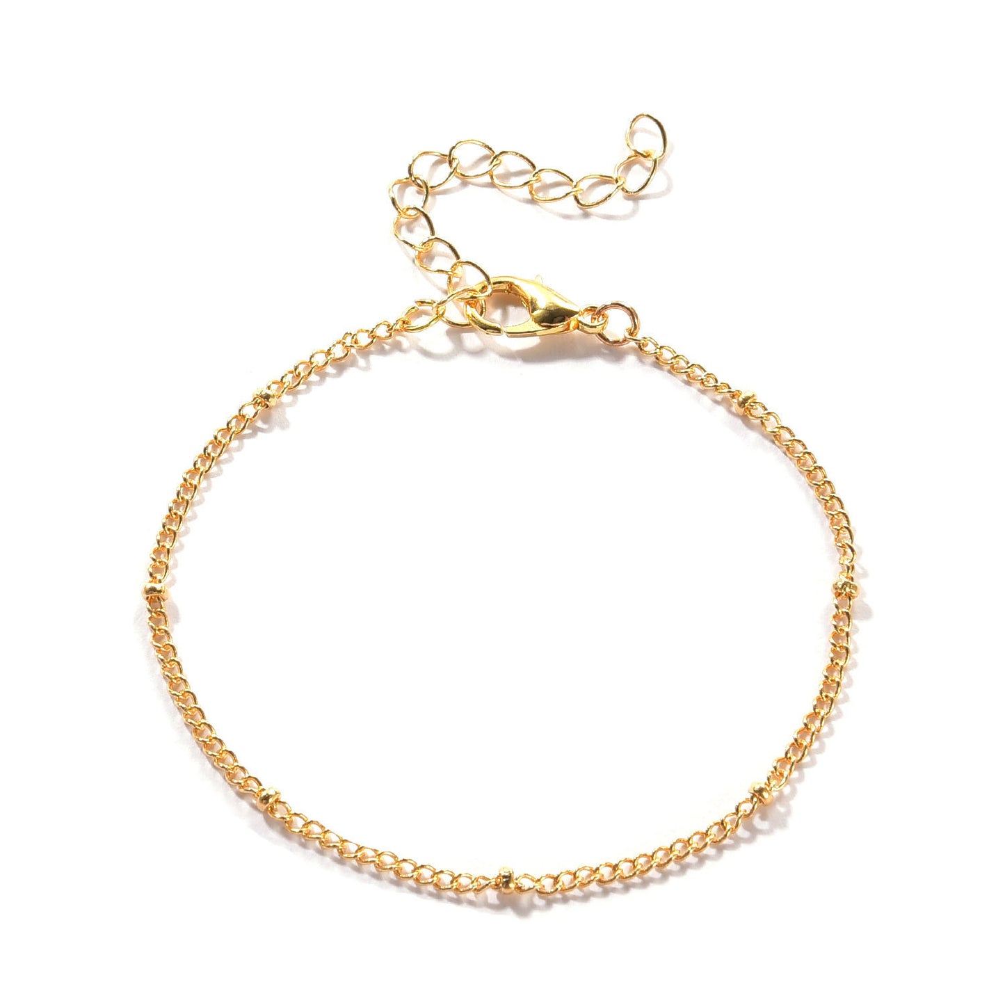Womens Gold Plated Bead Bracelet Adjustable Extension Chain