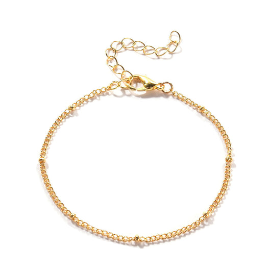 Womens Gold Plated Bead Bracelet Adjustable Extension Chain