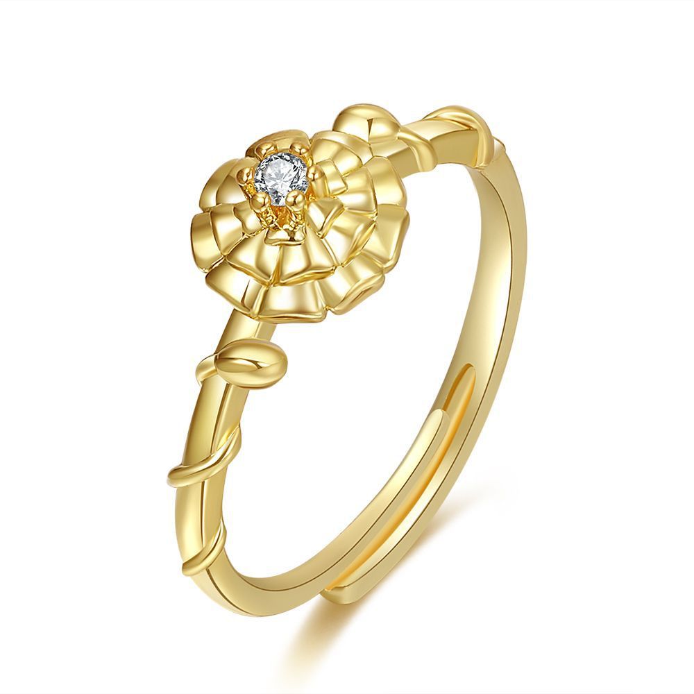 Womens Adjustable Copper Ring Birth Month Flower Design January February March April May June July August Glow