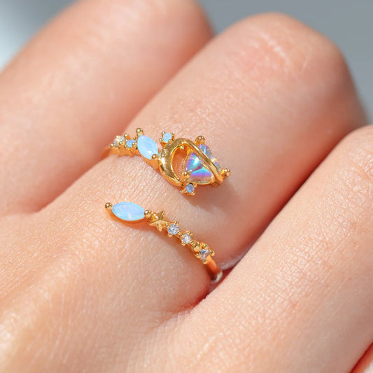 Heart Shaped Open End Ring Copper Plated Gold For Women Adjustable Size Cute Style Everyday Jewelry Gift Ready