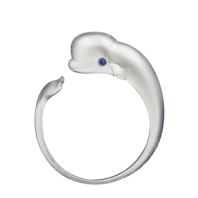 Copper Whale Ring Zodiac Jewelry With Blue Eye Diamond Accent Electroplated Cute Animal Ring Fashion Ring Trend
