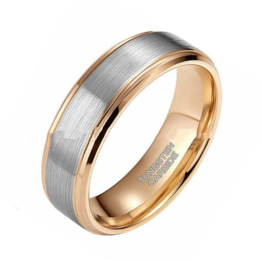 Men Tungsten Ring 6mm Rose Gold U Shaped Design Durable Band For Men Wedding Promise Jewelry Everyday Wear Now