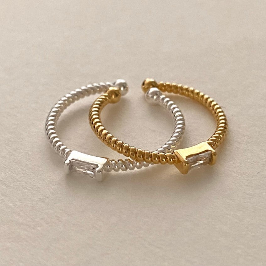 Womens Heart Ring Zircon Diamond Korean Vintage Gold Plated