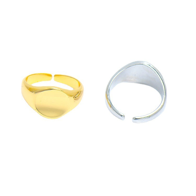 Blank Opening Seal Ring Glossy Neutral With Tail Ring For Men And Women