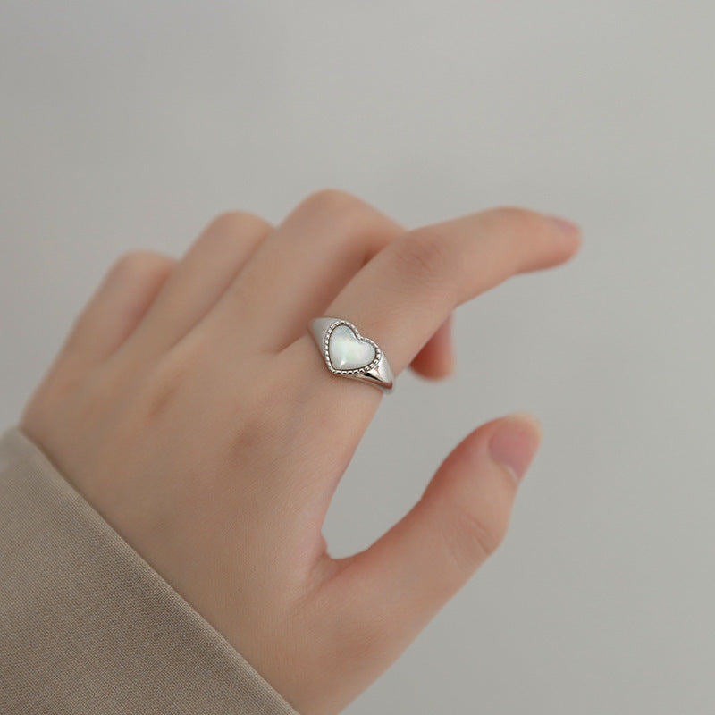 Heart Ring 925 Sterling Silver Adjustable Opening Retro Korean Japanese Style Gift For Her Timeless Style Gifts
