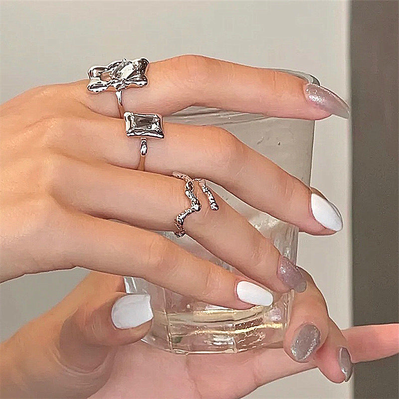 Womens Zircon Cube Ring Adjustable Opening Magic Mirror Geometric Copper Gold Plated Vintage Jewellery Classic