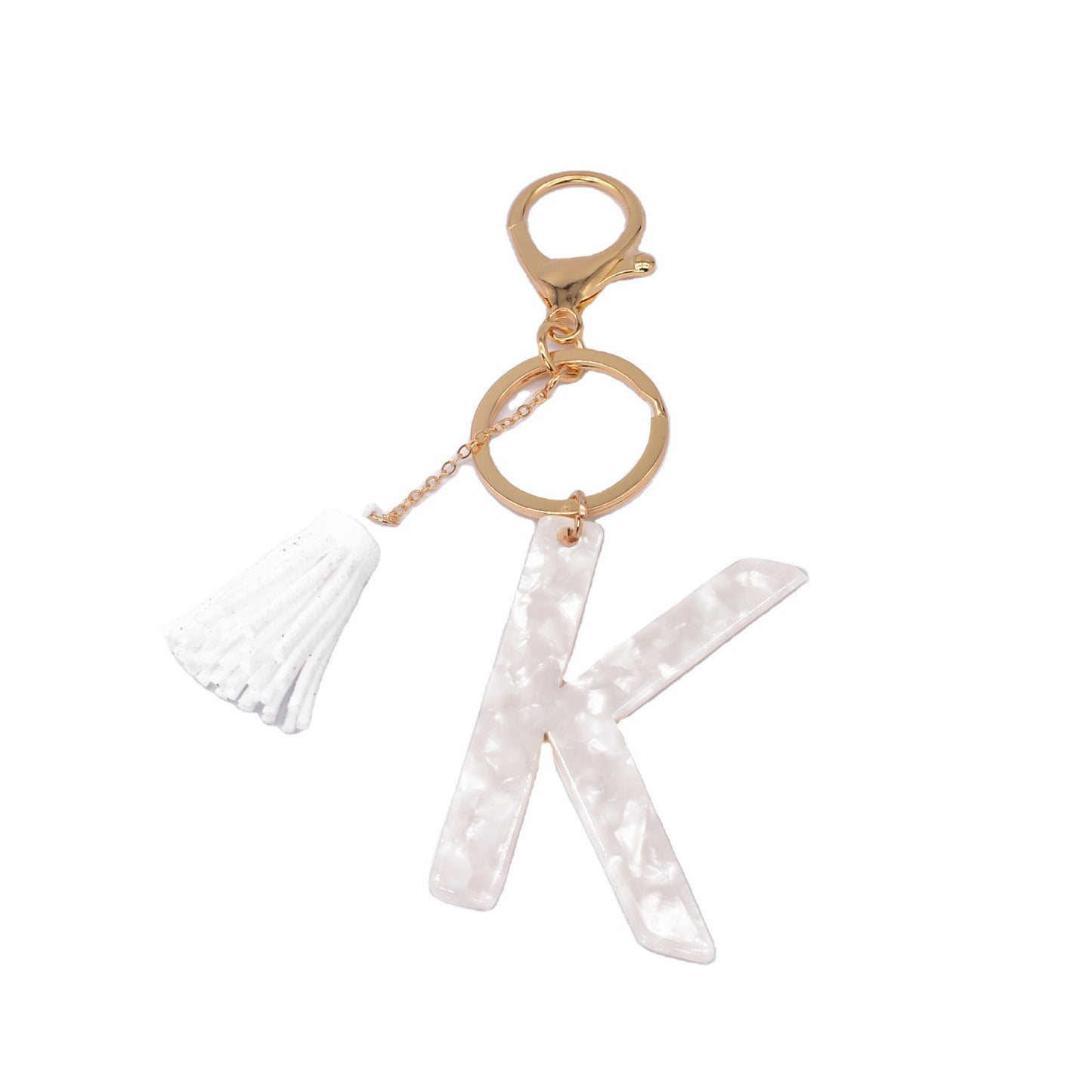 Acrylic Letter Keychain With Tassel Alphabet Key Ring Lightweight Bag Charm Initial Keyring Durable Great Gift
