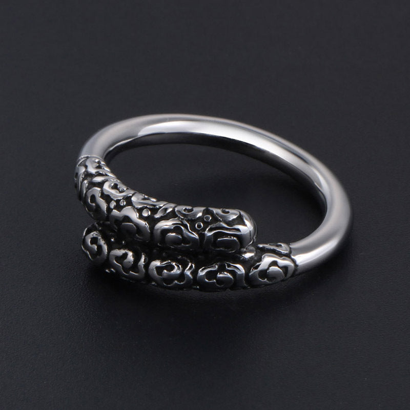 Men's Ring Retro Punk Ring Personality Ring Golden Hoop Ring Titanium Steel Ring for Men Fashion Ring Casual Ring