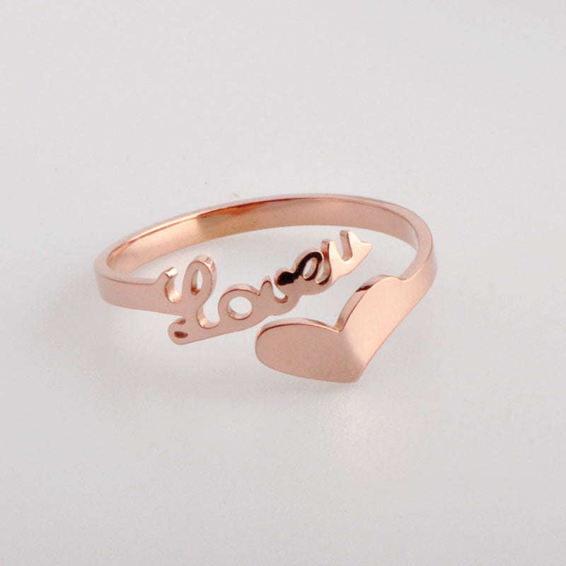 Womens Heart Shaped Rose Gold Titanium Steel Ring Diamond Pinky Ring For Birthday Gift Jewelry Classic Sparkle