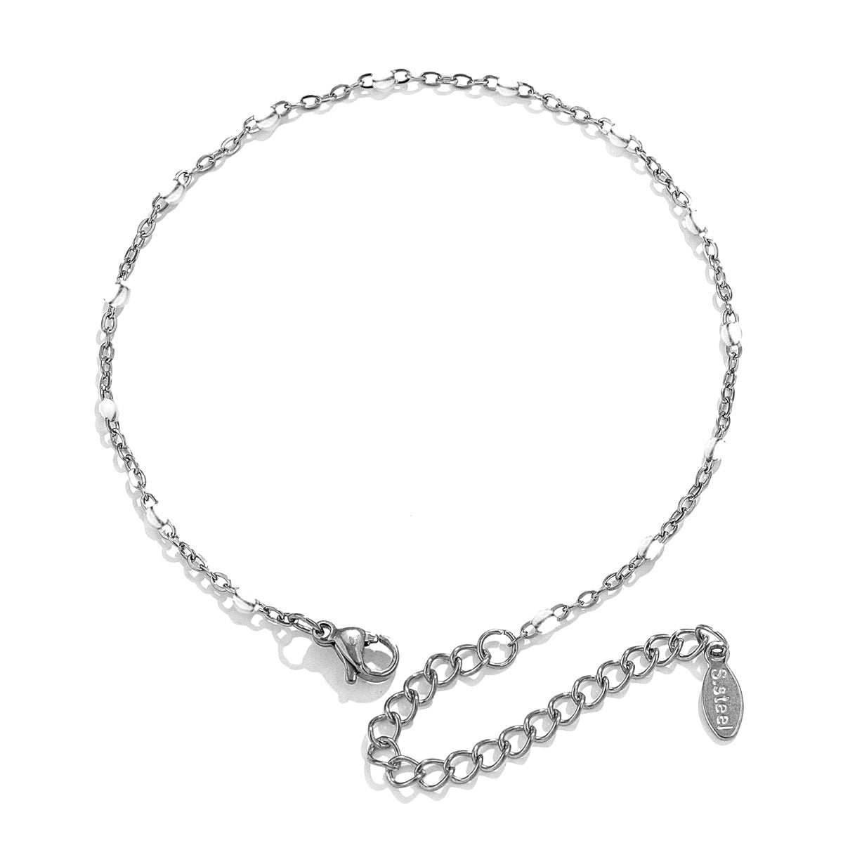 Unisex Titanium Steel Chain Bracelet With Dripping Cross Enamel Detailing Round Geometric Electroplated Finish