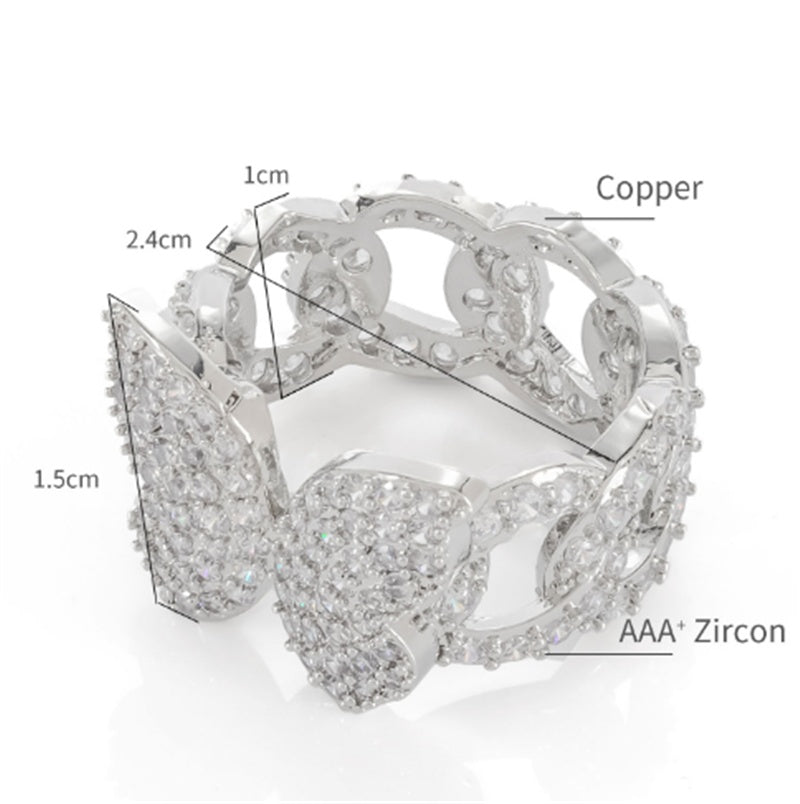 Unisex Ring White Gold Inlaid Look Copper Band Zircon Gemstone Geometric Ring Gold Plated Jewelry Gift For Daily Wear