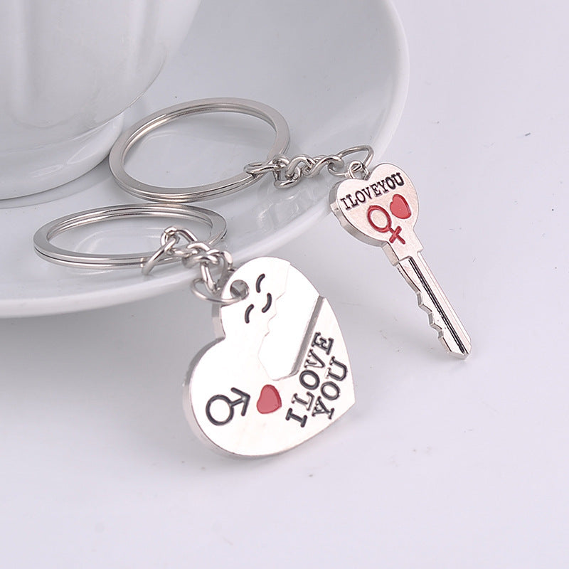 Heart Shaped Keychain Metal Key Ring Silver Zinc Alloy Key Chain Romantic Keepsake For Couples Pendant For You
