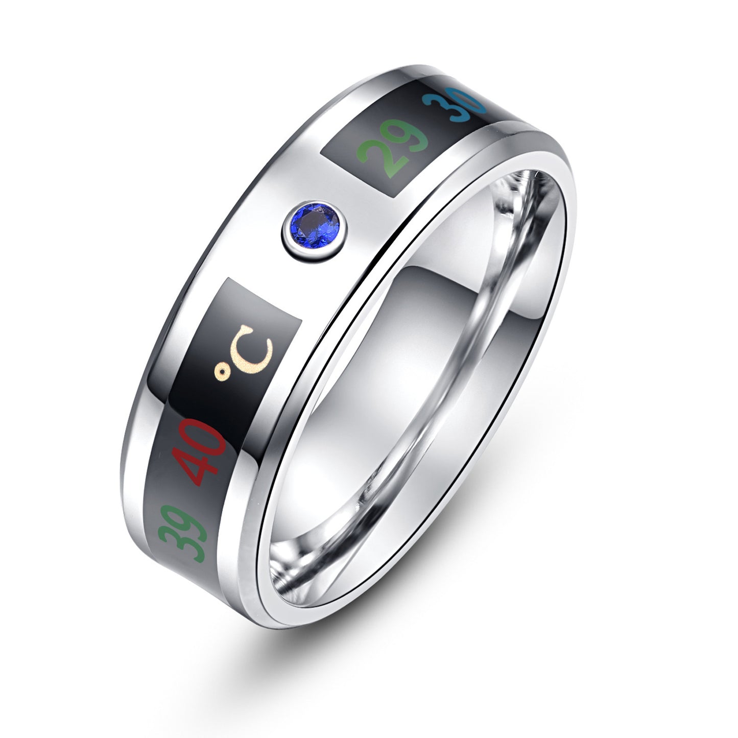 Ring Intelligent Temperature Sensing Stainless Steel Electroplated Fashionable Durable Smart Jewelry Accessory
