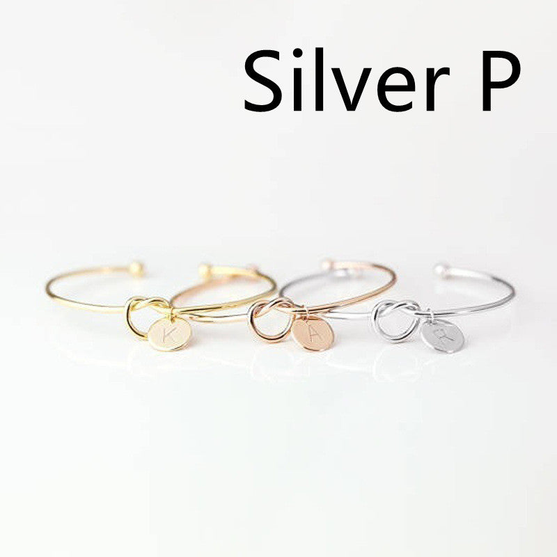 Womens Alloy Letter Bracelet Dead Knot Bangle Jewelry Gold