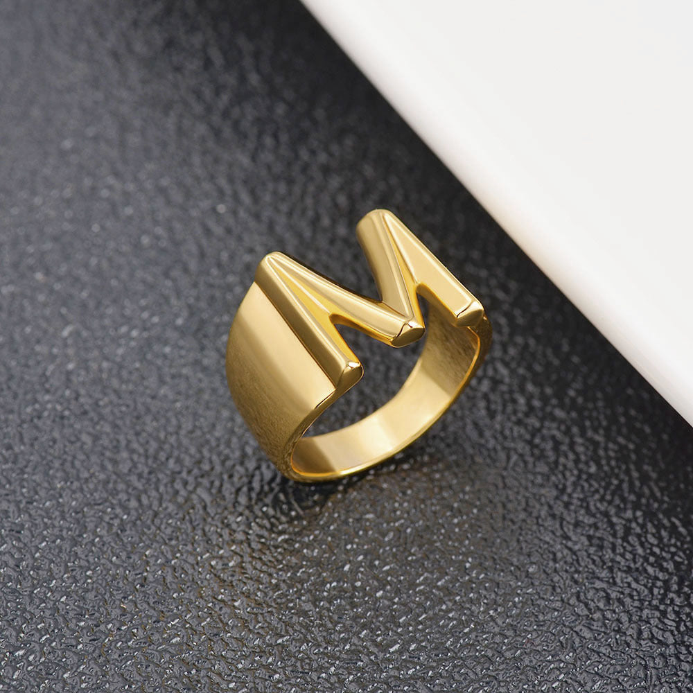 Womens Initial Letter Copper Ring With Gold Inlay A To Z Alphabet Ring For Her Birthday Gift Ideal For Girls And Women