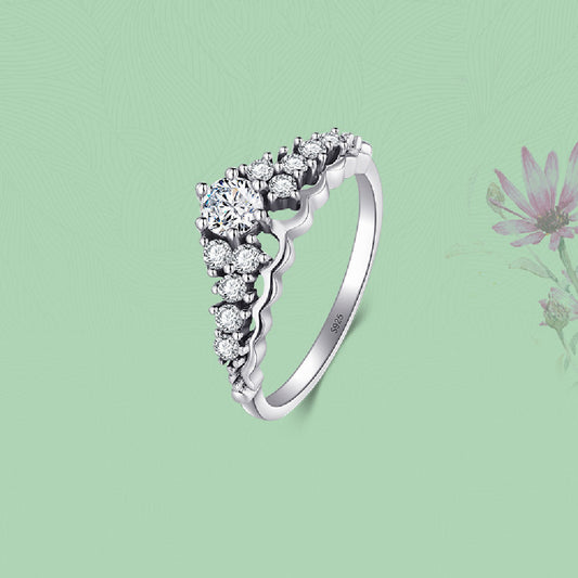 Sterling Silver Crown Ring For Women With Zircon Accent Elegant 925 Jewelry Gift Ideal For Daily Wear Gift Box Included
