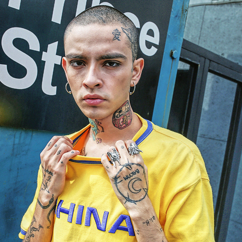 Mens Vintage Titanium Steel Anchor Ring Polished Silver Retro Punk European American Fashion Jewelry Vintage Look