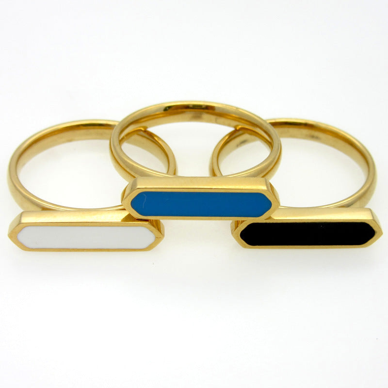 Titanium Steel Dripping Oil Ornamental Ring For Women Fashion Stainless Steel Jewelry 316L Vacuum Plated Shine