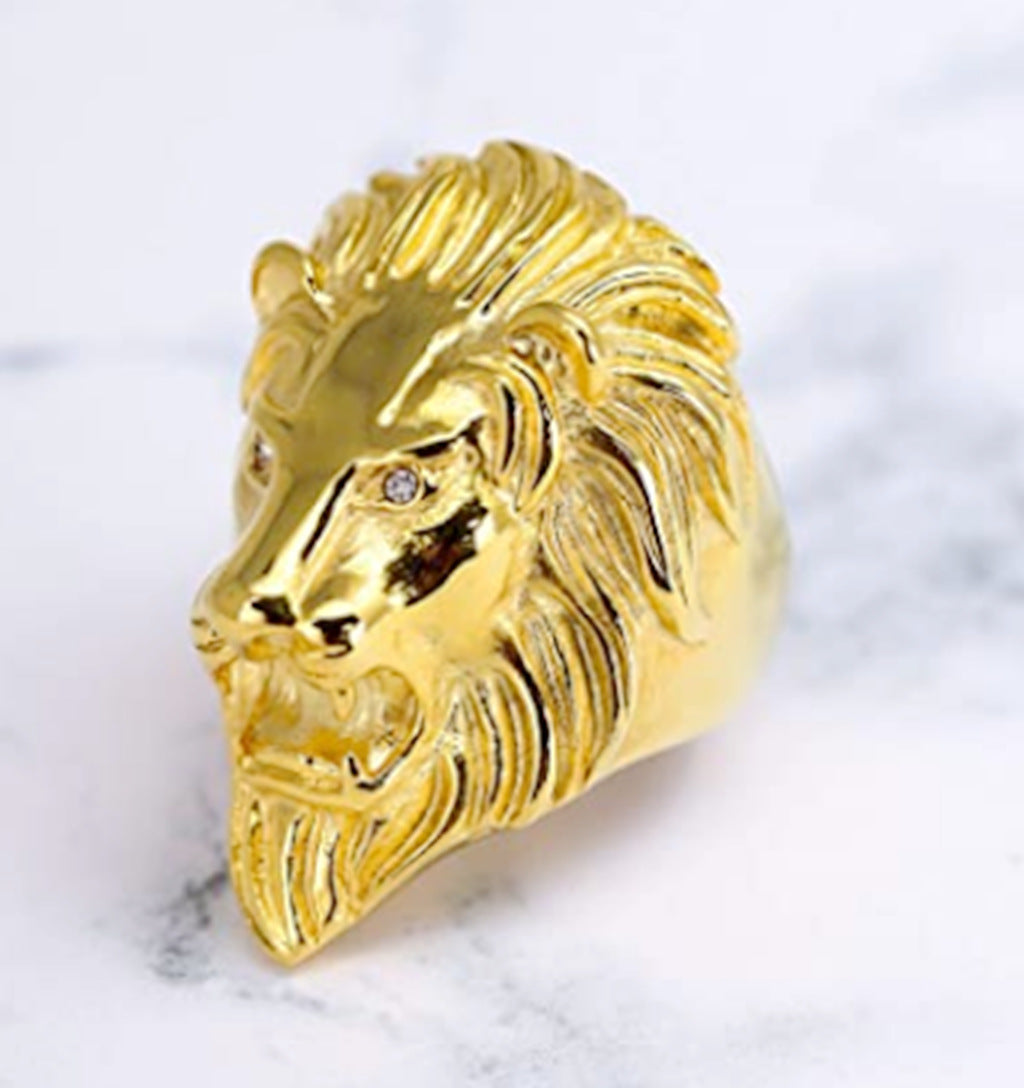 Unisex Hip Hop Punk Ring Stainless Steel Gold Plated Animal Zodiac Fashion Jewelry For Men Women Teens Durable